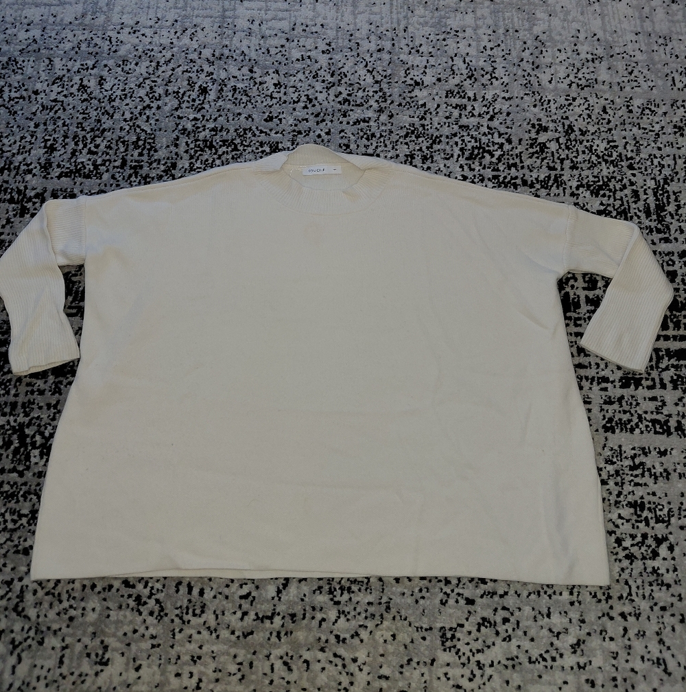TOUCHE PRIVE Cream Oversized Drop Shoulder Knit Tunic Sweater Standard/One Size - Picture 8 of 12